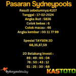 prediksi togel sydney kastoto