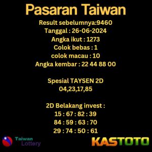 prediksi taiwan hari ini tgl 26-06-2024