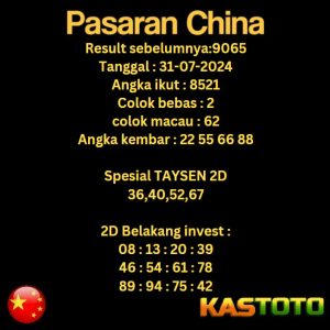 prediksi china hari ini tgl 31-07-2024