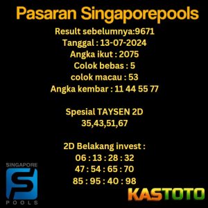 prediksi singapore hari ini tgl 13-07-2024