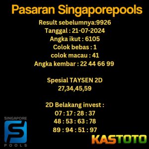 prediksi singapore hari ini tgl 21-07-2024