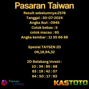 prediksi taiwan hari ini tgl 30-07-2024