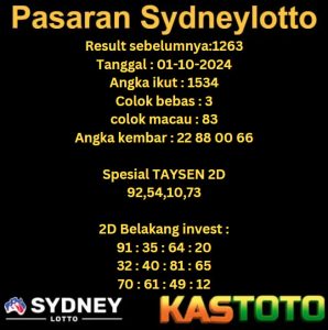 prediksi sydneylotto hari ini tgl 01-10-2024